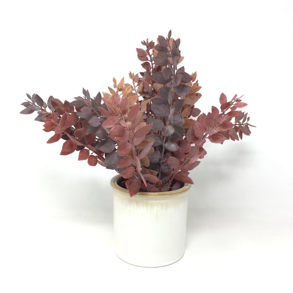 12.5" Artificial Leaf Arrangement Ceramic Pot